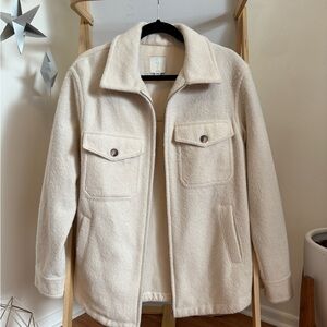 Cream Wool Blend Shacket